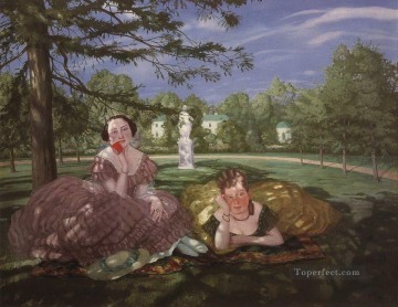 コンスタンチン・ソモフ Painting - 公園にいる二人の女性 コンスタンチン・ソモフ